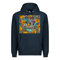 Navy baby pigs with leopard cowhide and sunflowers Premium Hoodie - Artiststas