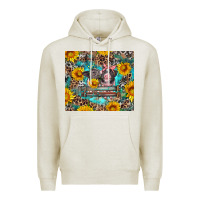 Oatmeal Heather baby pigs with leopard cowhide and sunflowers Premium Hoodie - Artiststas