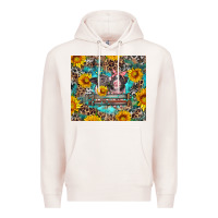 Pale Pink baby pigs with leopard cowhide and sunflowers Premium Hoodie - Artiststas