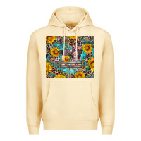 Pina Colada baby pigs with leopard cowhide and sunflowers Premium Hoodie - Artiststas