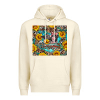 Sandshell baby pigs with leopard cowhide and sunflowers Premium Hoodie - Artiststas