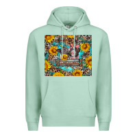 Seafoam baby pigs with leopard cowhide and sunflowers Premium Hoodie - Artiststas