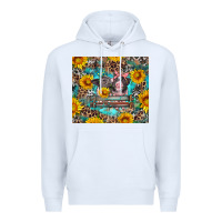 White baby pigs with leopard cowhide and sunflowers Premium Hoodie - Artiststas