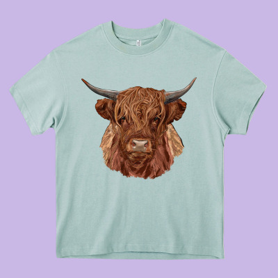 Highland Cow Heavy Core Tee Designed By Ranaportraitstore