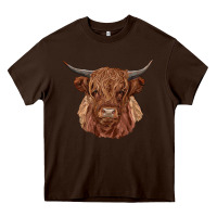 Chocolate Brown highland cow Heavy Core Tee - RanaPortraitStore