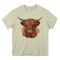 Mossy highland cow Heavy Core Tee - RanaPortraitStore