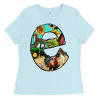 Baby Blue farm life alphabet lowercase letters e Ladies Tee - BundleAndBundleShop