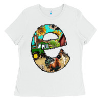White farm life alphabet lowercase letters e Ladies Tee - BundleAndBundleShop