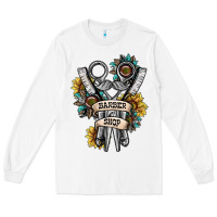 White barber shop Long Sleeve Tee - SublimationCraftShop