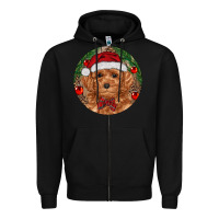 Black Christmas Toy Poodle Zipper Hoodie - RanaPortraitStore