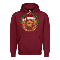 Burgundy Christmas Toy Poodle Zipper Hoodie - RanaPortraitStore