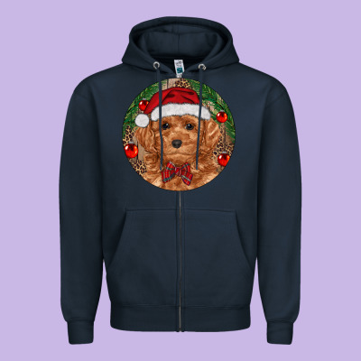 Christmas Toy Poodle Zipper Hoodie Designed By Ranaportraitstore