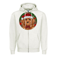 Oatmeal Heather Christmas Toy Poodle Zipper Hoodie - RanaPortraitStore