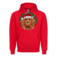 Red Christmas Toy Poodle Zipper Hoodie - RanaPortraitStore