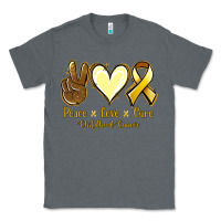 Charcoal Heather Peace Love Cure Childhood Cancer Classic Tee - Jasminsmagicworld