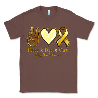 Chestnut Peace Love Cure Childhood Cancer Classic Tee - Jasminsmagicworld