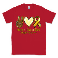 Red Peace Love Cure Childhood Cancer Classic Tee - Jasminsmagicworld