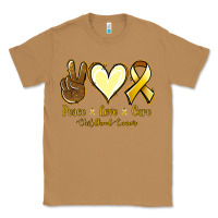 Toasted Coconut Peace Love Cure Childhood Cancer Classic Tee - Jasminsmagicworld