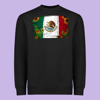 Cactus Sunflower Mexican Flag Heavyweight Sweatshirt Designed By Jasminsmagicworld