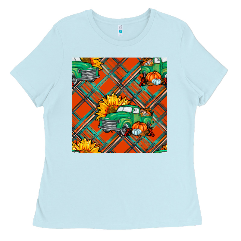 Fall Truck Seamless Pattern Ladies Tee by BundleAndBundleShop | Teevron