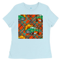 Baby Blue fall truck seamless pattern Ladies Tee - BundleAndBundleShop