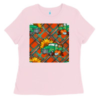 Bubblegum Pink fall truck seamless pattern Ladies Tee - BundleAndBundleShop