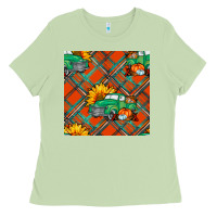 Matcha fall truck seamless pattern Ladies Tee - BundleAndBundleShop