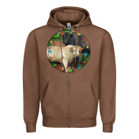 Chestnut Christmas Charolais Bull And Black Angus Bull Zipper Hoodie - RanaPortraitStore