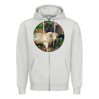 Dove Grey Christmas Charolais Bull And Black Angus Bull Zipper Hoodie - RanaPortraitStore