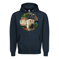 Navy Christmas Charolais Bull And Black Angus Bull Zipper Hoodie - RanaPortraitStore