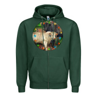 Sports Green Christmas Charolais Bull And Black Angus Bull Zipper Hoodie - RanaPortraitStore