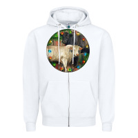White Christmas Charolais Bull And Black Angus Bull Zipper Hoodie - RanaPortraitStore