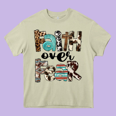 Western Faith Over Fear Heavy Core Tee Designed By Fadigitalartstudio