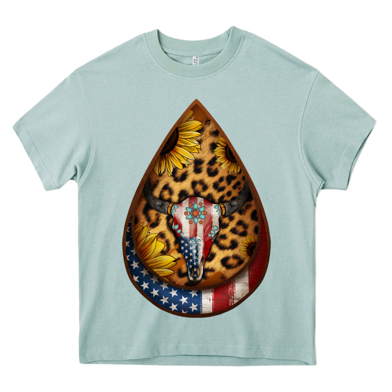 American Sunflower Bullskull Teardrop Earrings Heavy Core Tee by Jasminsmagicworld | Teevron