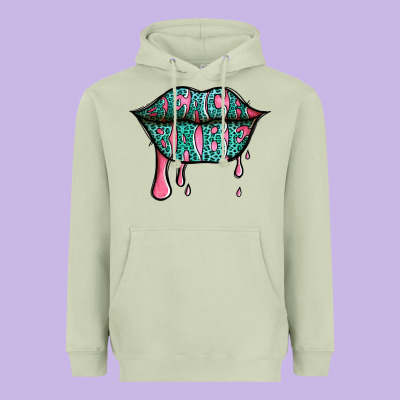 Beach Babe Leopard Lips Heavyweight Hoodie Designed By Jasminsmagicworld