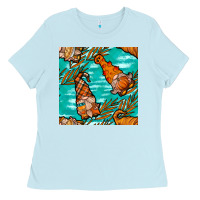 Baby Blue fall gnomes seamless pattern Ladies Tee - BundleAndBundleShop