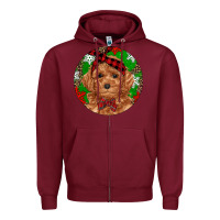 Burgundy Christmas Toy Poodle Zipper Hoodie - RanaPortraitStore
