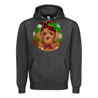 Charcoal Heather Christmas Toy Poodle Zipper Hoodie - RanaPortraitStore