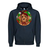 Navy Christmas Toy Poodle Zipper Hoodie - RanaPortraitStore