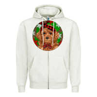 Oatmeal Heather Christmas Toy Poodle Zipper Hoodie - RanaPortraitStore
