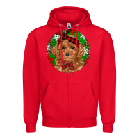 Red Christmas Toy Poodle Zipper Hoodie - RanaPortraitStore