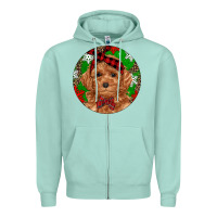 Seafoam Christmas Toy Poodle Zipper Hoodie - RanaPortraitStore