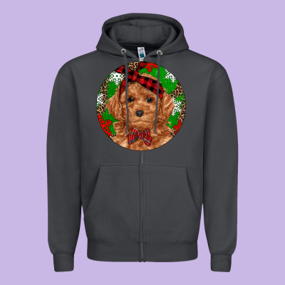 Christmas Toy Poodle Zipper Hoodie Designed By Ranaportraitstore