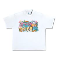 White Happy Easter Urban Heavy Tee - LillyAllenDesigns