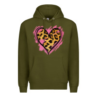 Army Green Leopard Pink Glitter Heart Premium Hoodie - Jasminsmagicworld