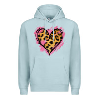 Blue Mist Leopard Pink Glitter Heart Premium Hoodie - Jasminsmagicworld