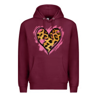 Burgundy Leopard Pink Glitter Heart Premium Hoodie - Jasminsmagicworld