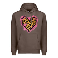 Coffee Leopard Pink Glitter Heart Premium Hoodie - Jasminsmagicworld