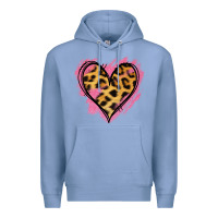 Colony Blue Leopard Pink Glitter Heart Premium Hoodie - Jasminsmagicworld