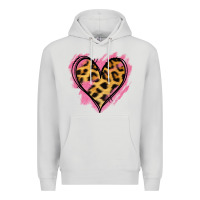 Dove Grey Leopard Pink Glitter Heart Premium Hoodie - Jasminsmagicworld